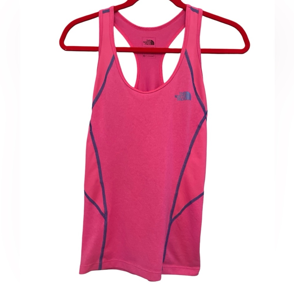 Women’s The North Face racer back workout tank. Size S. Pink w blue stitching.